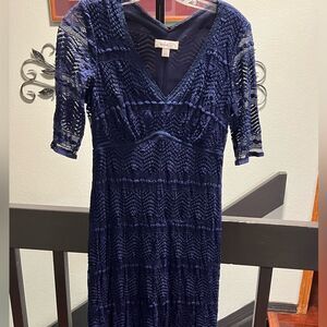 EUC Dressbarn  Navy Blue Midi Lace DressLength 41” #142